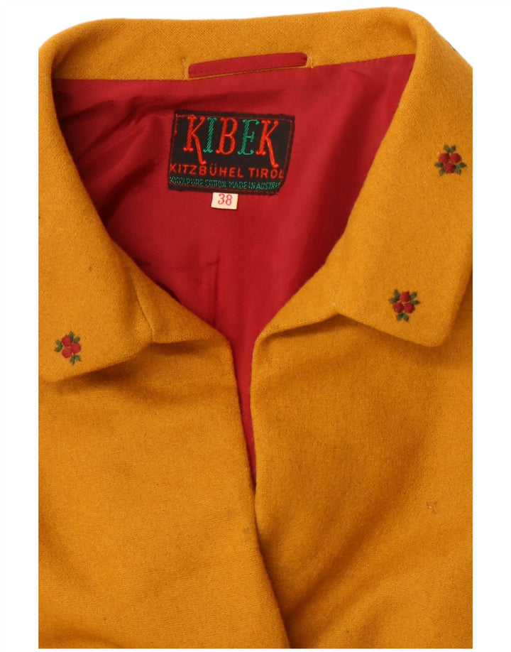 VINTAGE Damen 4-Knopf-Blazerjacke IT 38 XS Gelbe Baumwolle