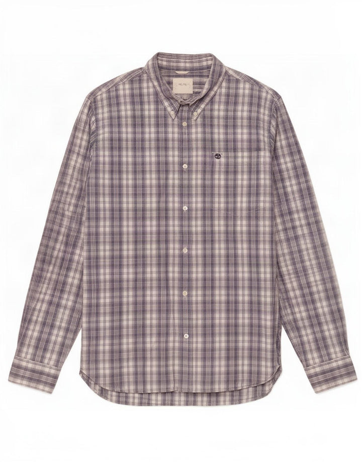 Timberland Herren-Hemd mit normaler Passform, 2XL, grau kariert, Baumwolle