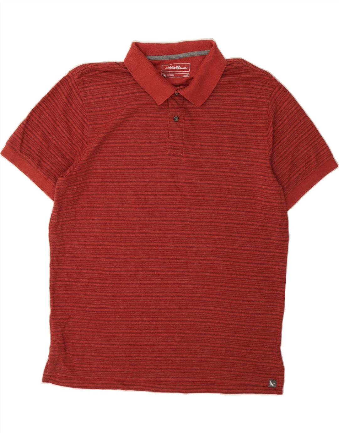EDDIE BAUER Mens Polo Shirt Large Red Striped Cotton Vintage Eddie Bauer and Second-Hand Eddie Bauer from Messina Hembry 