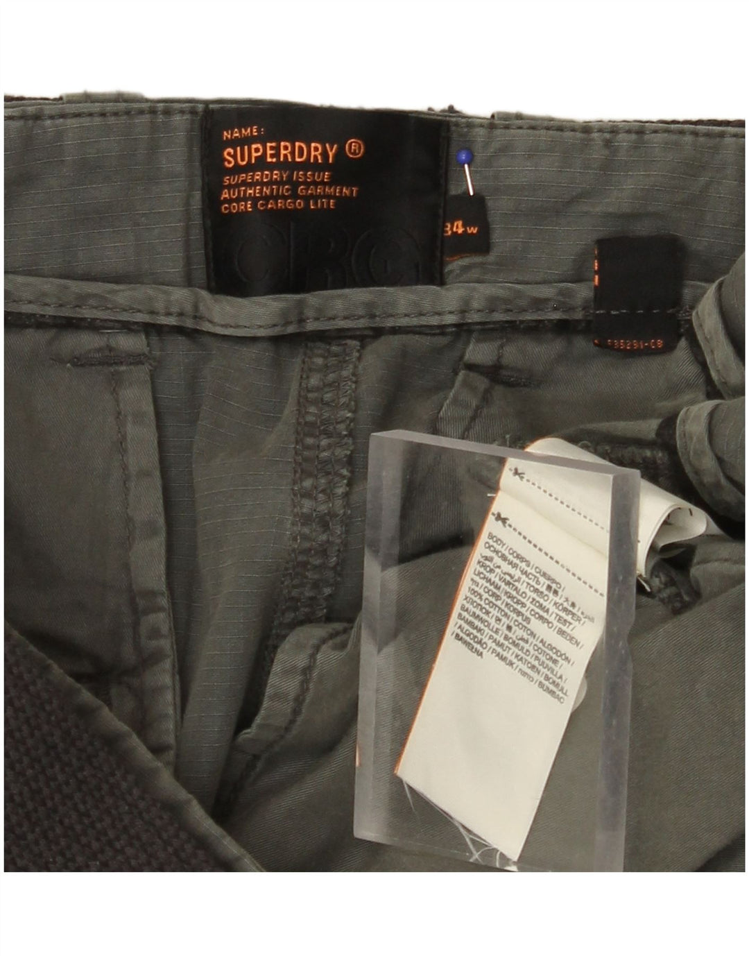 SUPERDRY Herren-Cargoshorts W34, große Khaki-Baumwolle