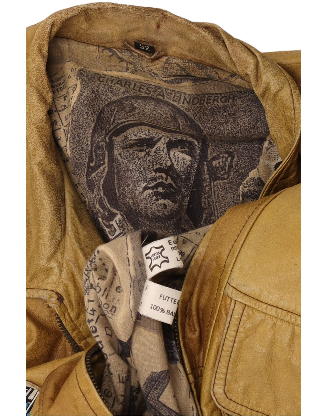 Charles A Lindbergh Herren Flugfliegerjacke EU 52 XL Beige