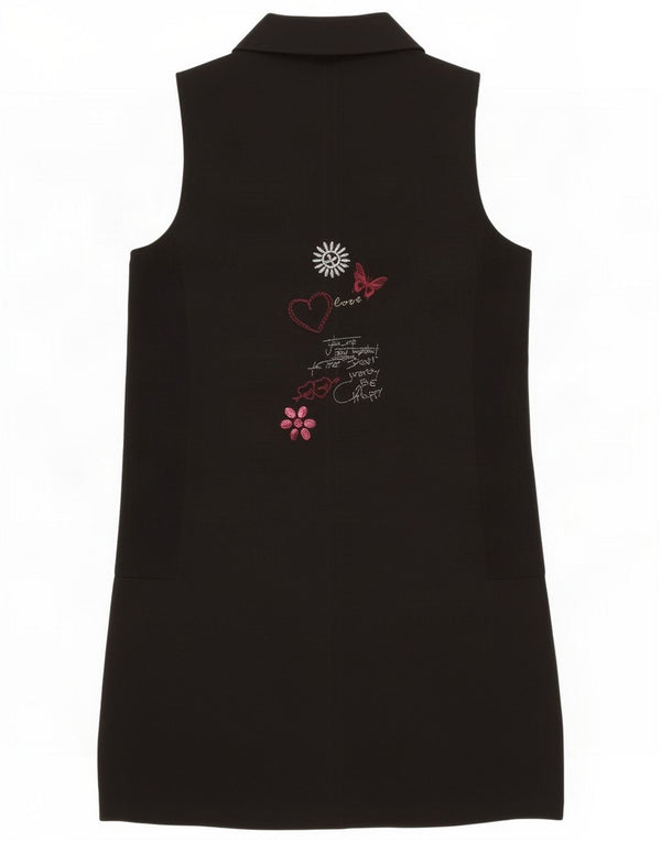 Desigual Grafisches ärmelloses Hemdkleid für Damen EU 44 XL Schwarze Baumwolle