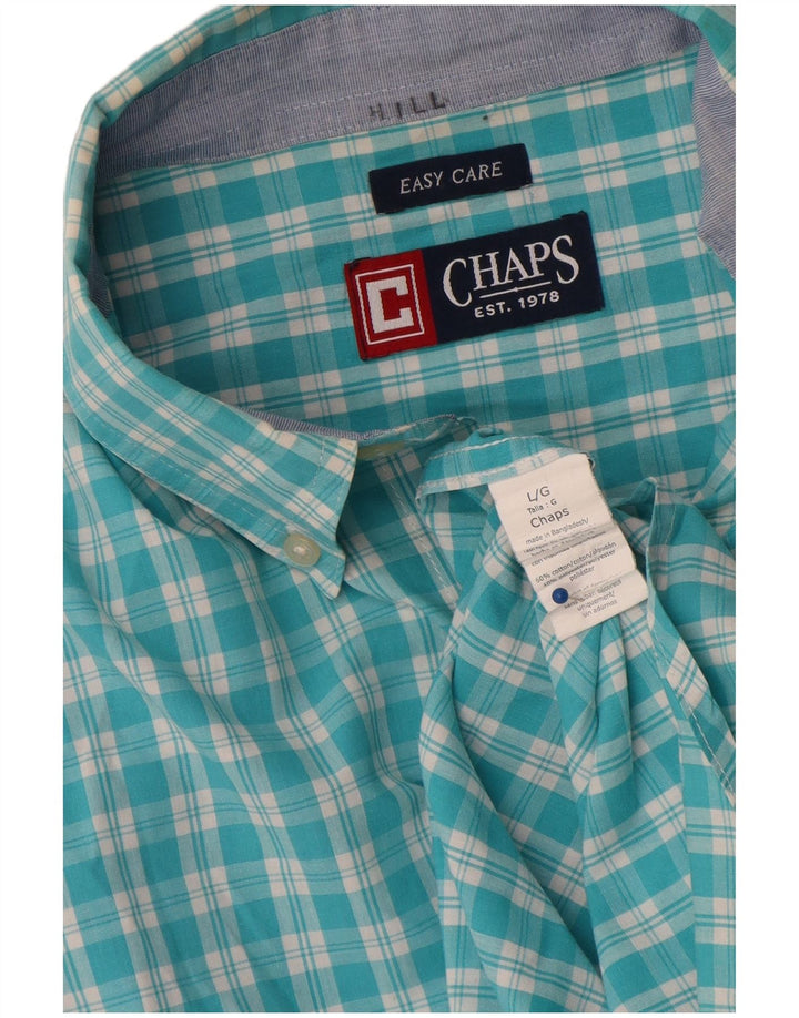 Chaps Herren-Hemd, pflegeleicht, groß, blau kariert, Baumwolle