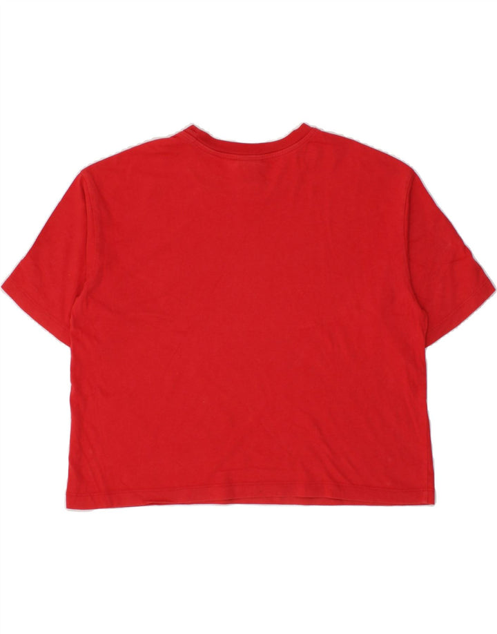 CHAMPION Womens Crop Graphic T-Shirt Top UK 14 Medium Red Vintage Champion and Second-Hand Champion from Messina Hembry 