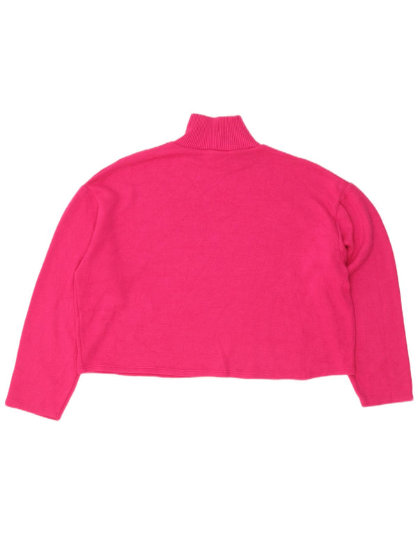 Zara Damen Loose Fit Crop Rollkragenpullover Pullover UK 16 Large Pink