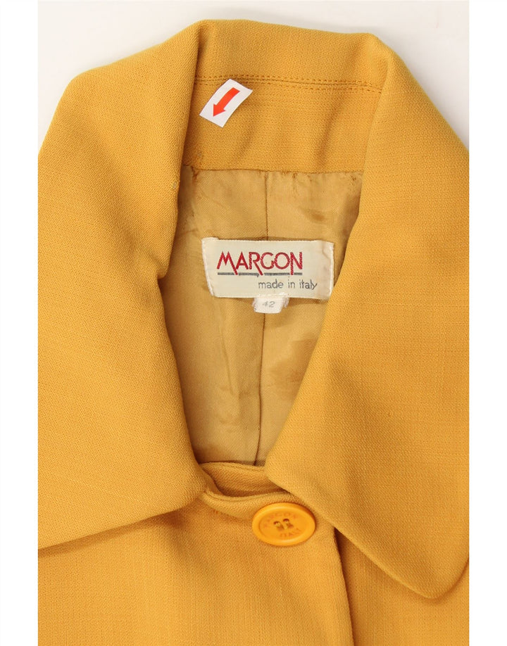 VINTAGE Womens Crop 4 Button Blazer Jacket IT 42 Medium Yellow Wool Vintage Vintage and Second-Hand Vintage from Messina Hembry 