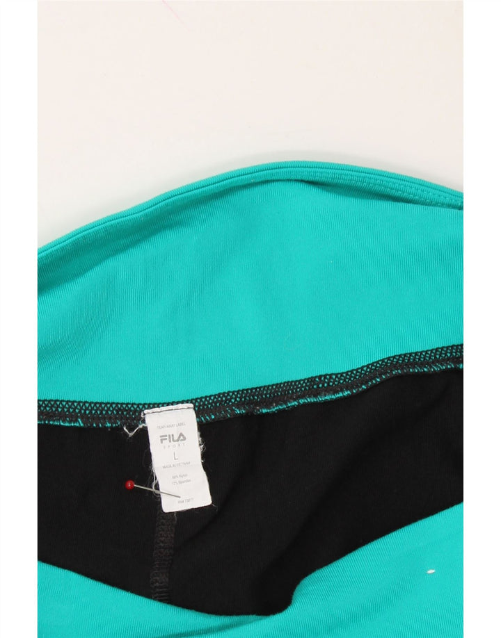 FILA Womens Capri Leggings UK 14 Large  Black Colourblock Nylon Vintage Fila and Second-Hand Fila from Messina Hembry 