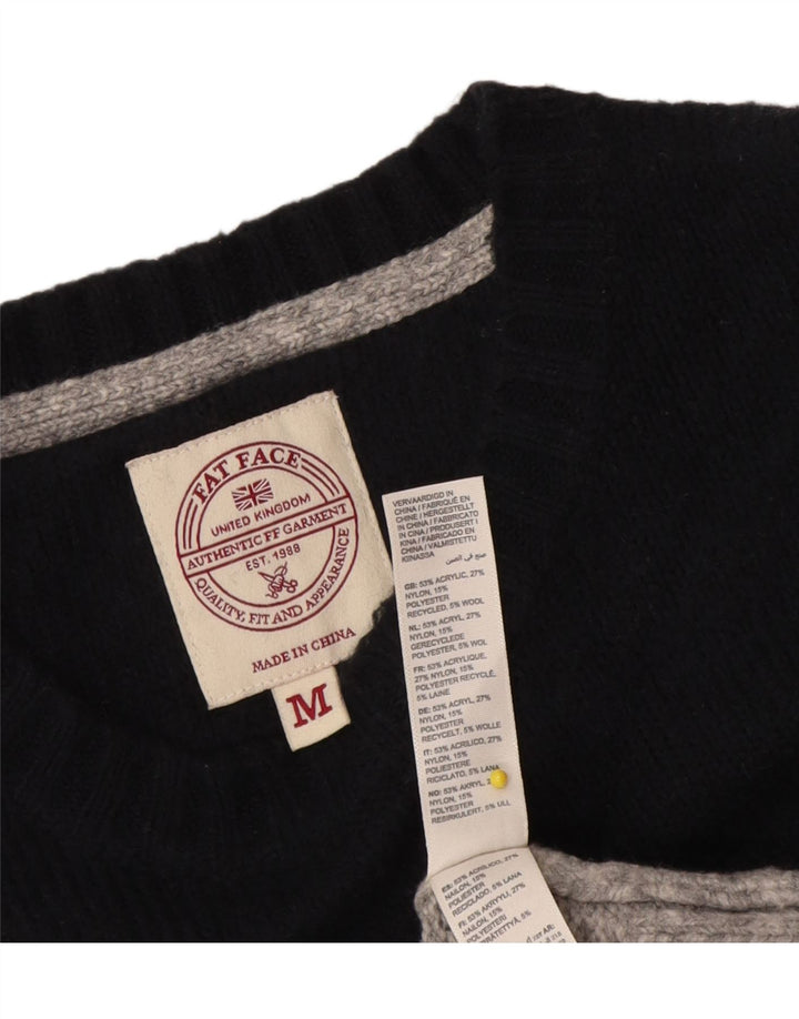Fat Face Herren-Pullover mit Rundhalsausschnitt, Mittelschwarz, Farbblock-Acryl
