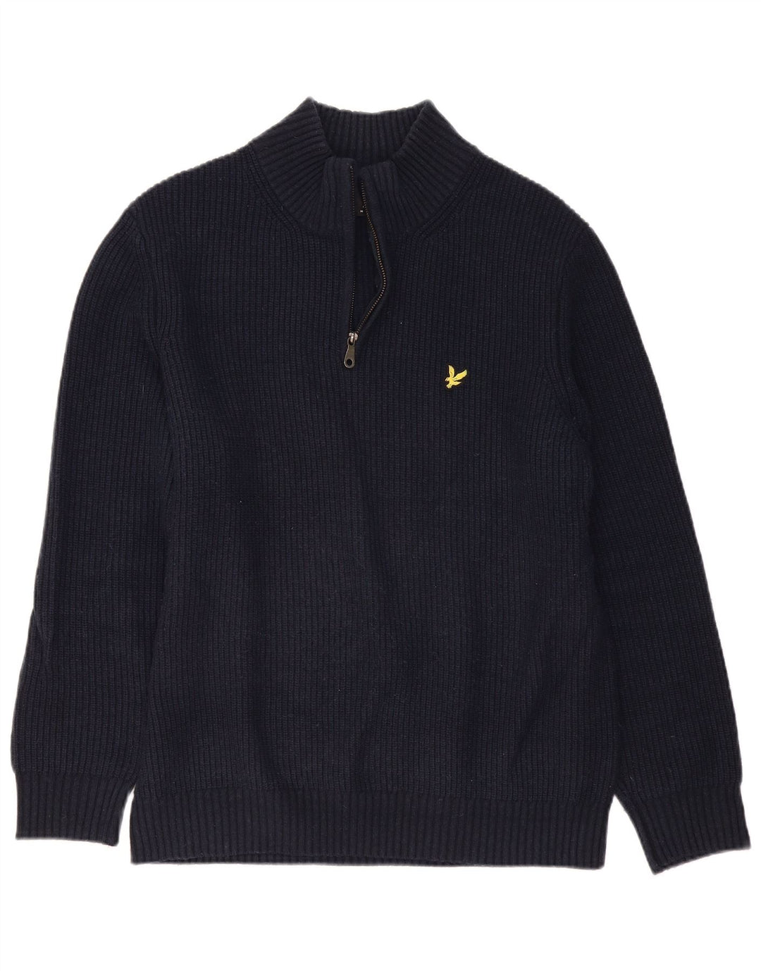 Lyle & Scott Herren-Pullover mit Reißverschluss am Hals, große marineblaue Wolle