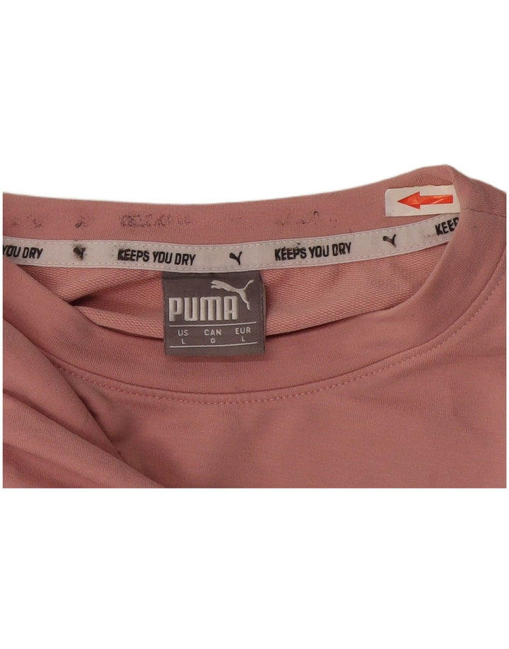 Puma Damen Crop Graphic T-Shirt Top UK 16 Large Rosa Polyester