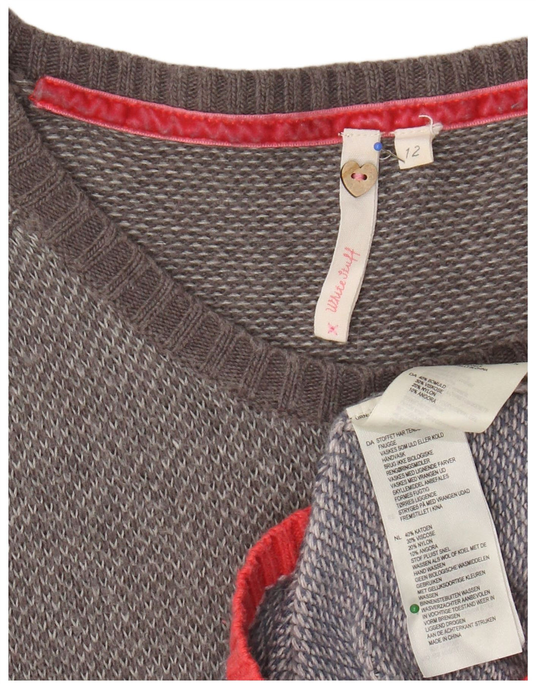 WHITE STUFF Damen Pulloverkleid UK 12 Mittelgraue Colourblock-Baumwolle
