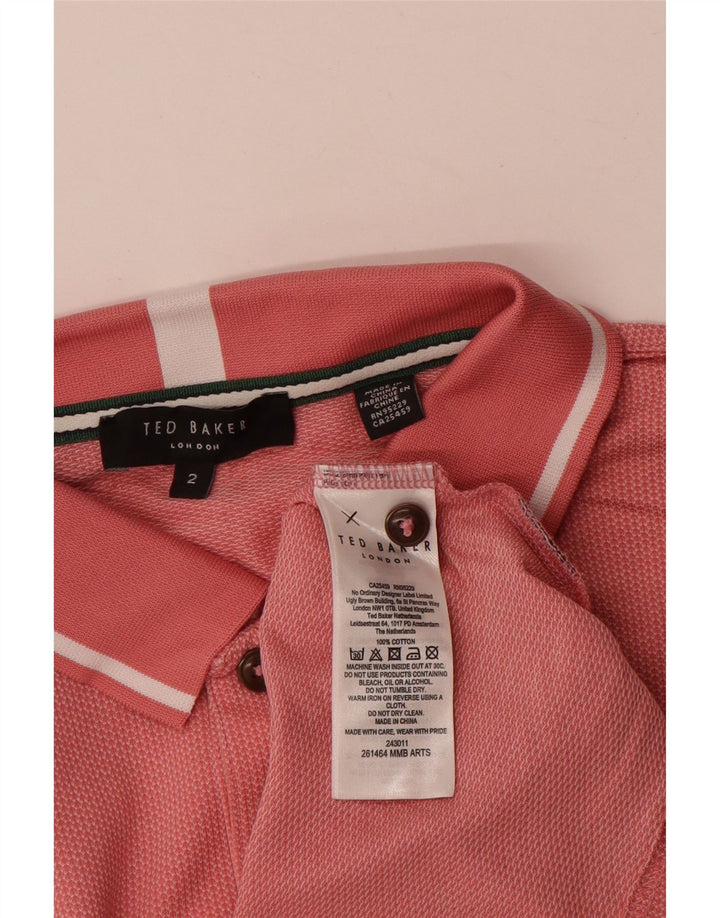 Ted Baker Herren-Poloshirt, Größe 2, klein, rosa Baumwolle