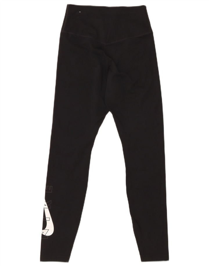 NIKE Damen Grafik-Leggings UK 4 XS Schwarz Polyester