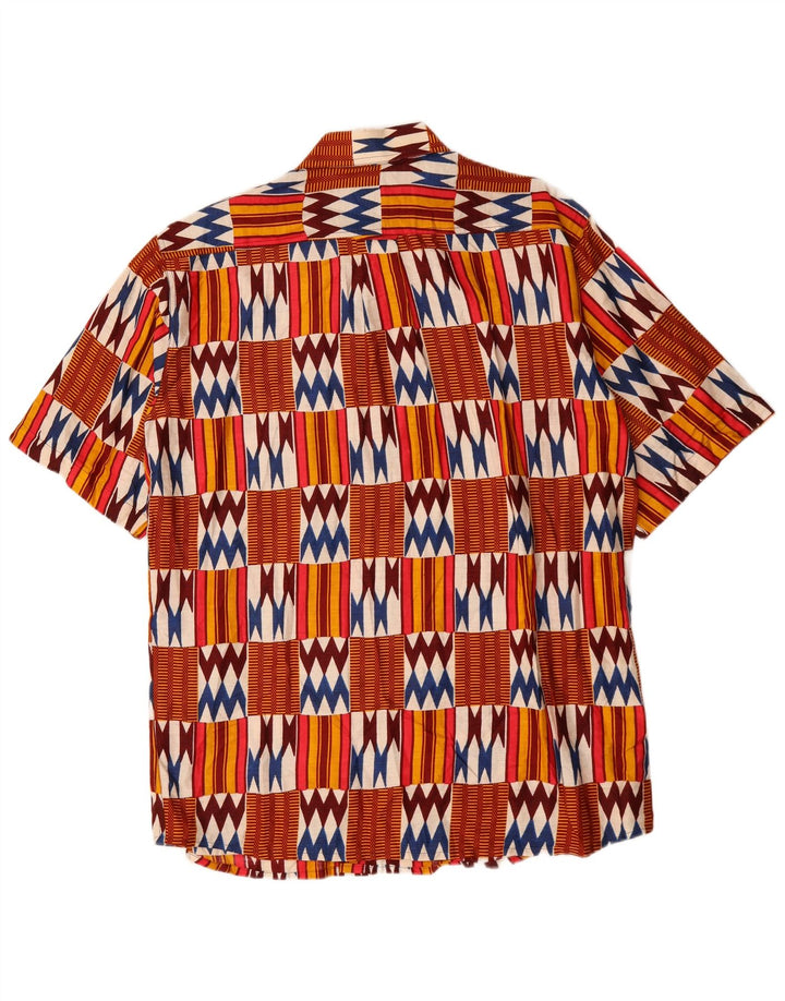 Vintage Herren Kurzarmhemd groß mehrfarbig geometrisch