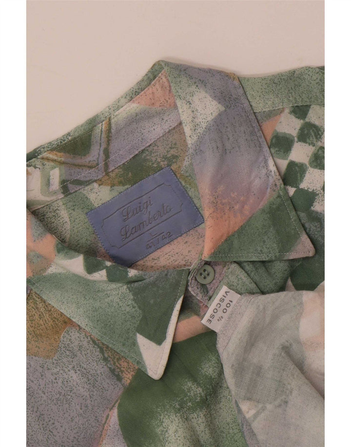 Vintage Herren Hemd mit abstraktem Muster, Größe 41/42, groß, mehrfarbig
