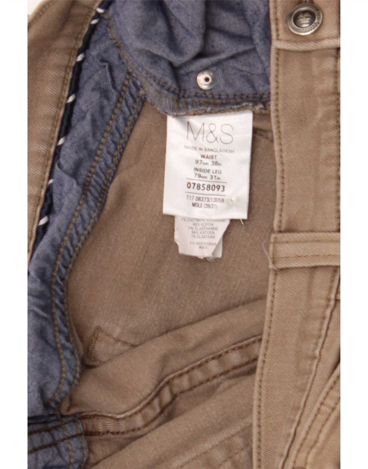 Marks & Spencer Herren Straight Jeans W38 L31 Braune Baumwolle