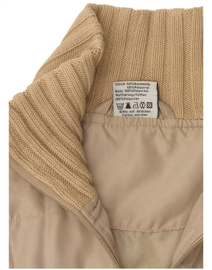 Vintage Damen Bomberjacke EU 36 Small Beige Polyester