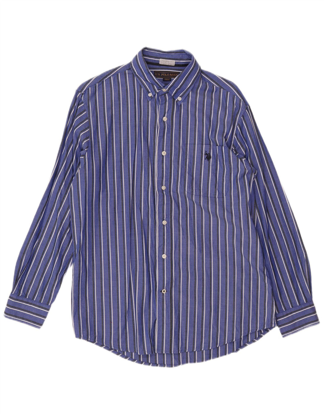 US POLO ASSN. Herrenhemd aus mittelblauer Nadelstreifen-Baumwolle