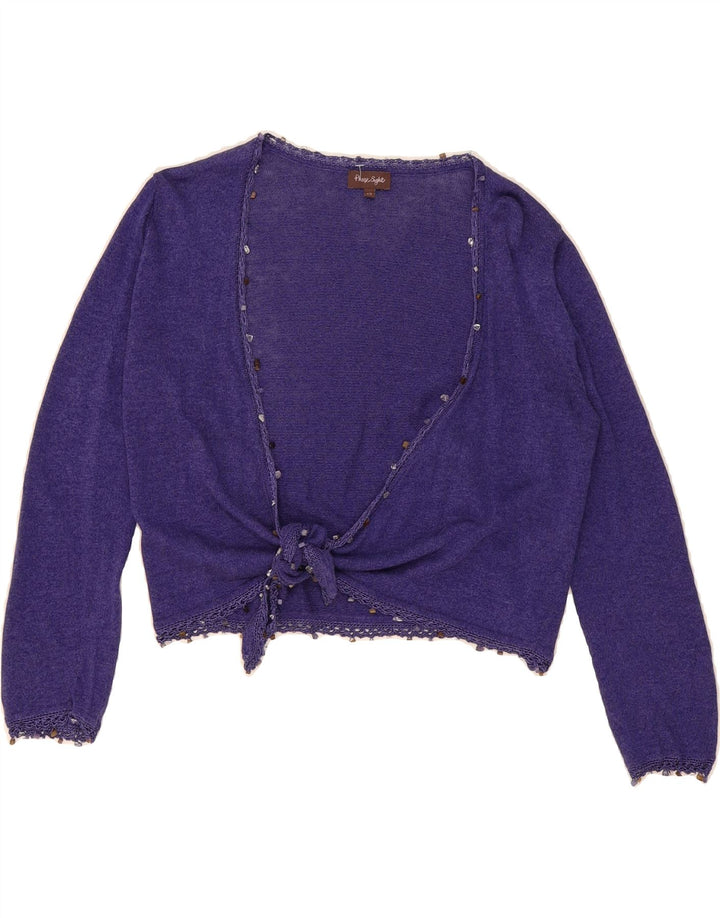 PHASE EIGHT Womens Front Tie Cardigan Top UK 12 Medium Purple Linen Vintage Phase Eight and Second-Hand Phase Eight from Messina Hembry 