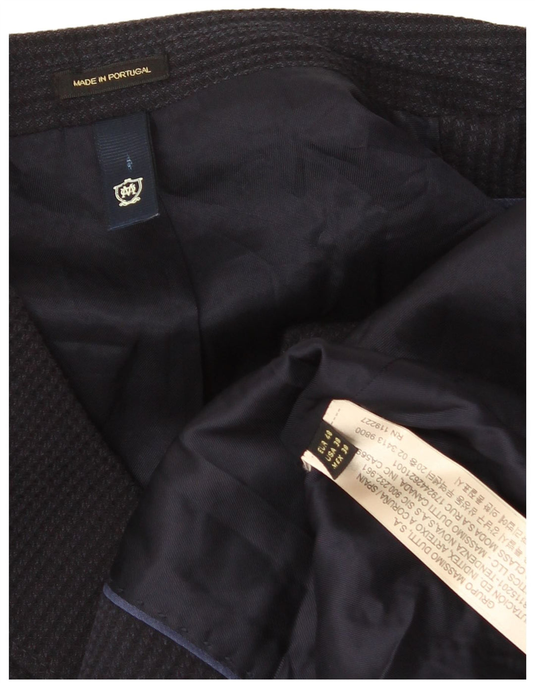 Massimo Dutti Herren-Blazer mit 2 Knöpfen, EU 48, mittleres Marineblau, Acetat