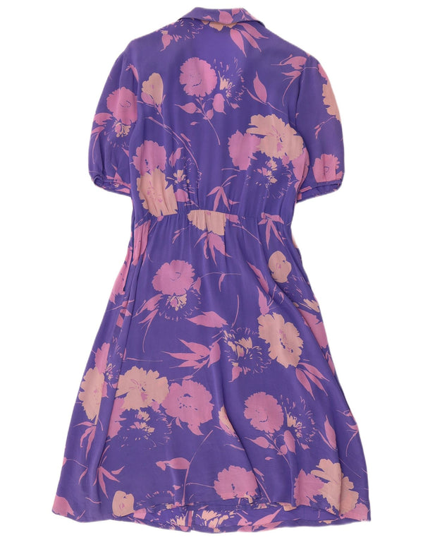 Albinea Damen-A-Linien-Kleid, Gr. 46, Größe L, Lila, Blumenmuster, Acetat