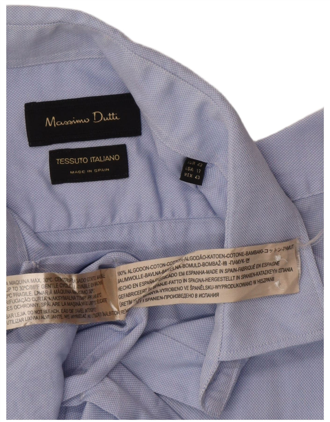 Massimo Dutti Herrenhemd Größe 43 17 Große blaue Baumwolle
