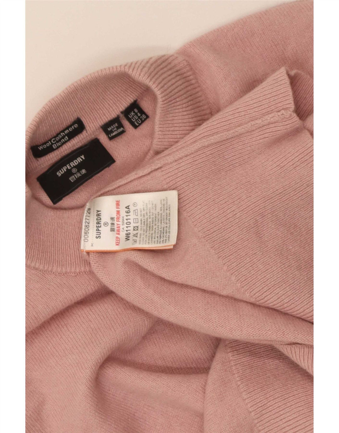 Superdry Damen Crop Oversized Rollkragenpullover Pullover UK 8 Small Rosa