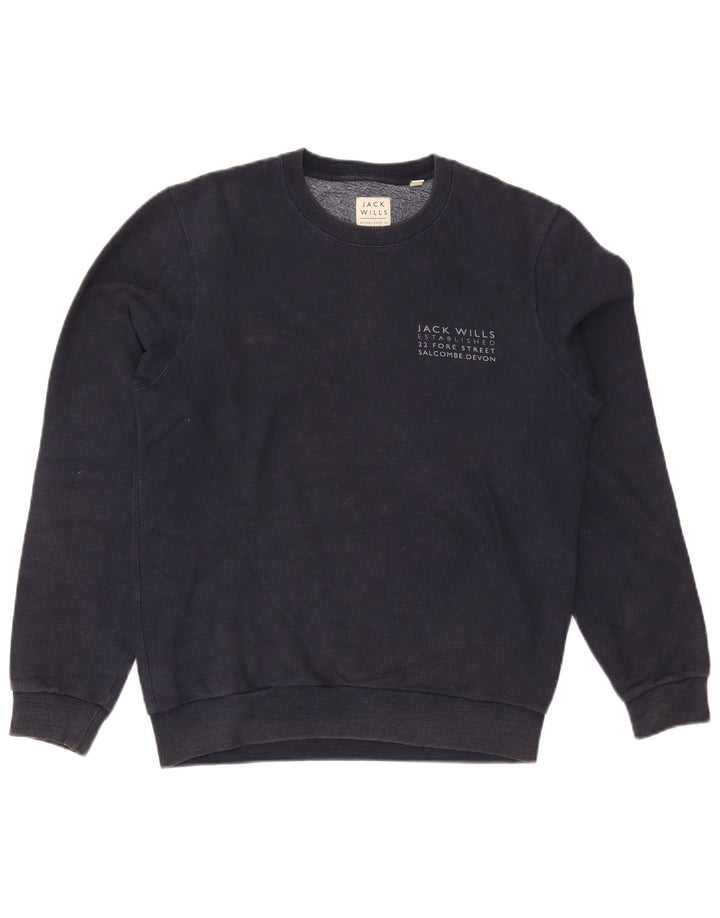 Jack Wills Herren-Sweatshirt mit Grafik, mittelgroß, marineblau, Baumwolle