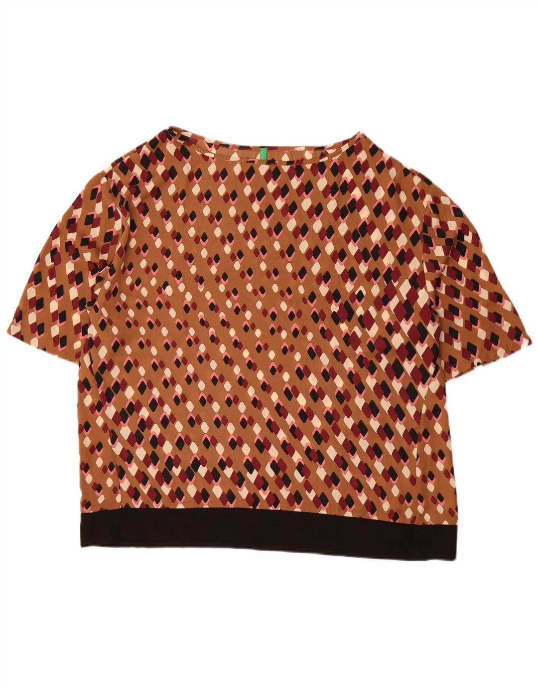 Benetton Damen-Blusenoberteil, UK-Größe 46, groß, braun, geometrisch