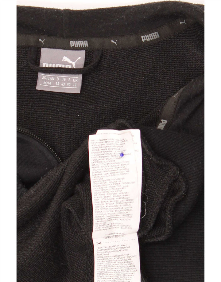 Puma Damen Zip Hoodie Pullover UK 12 Mittelschwarze Baumwolle