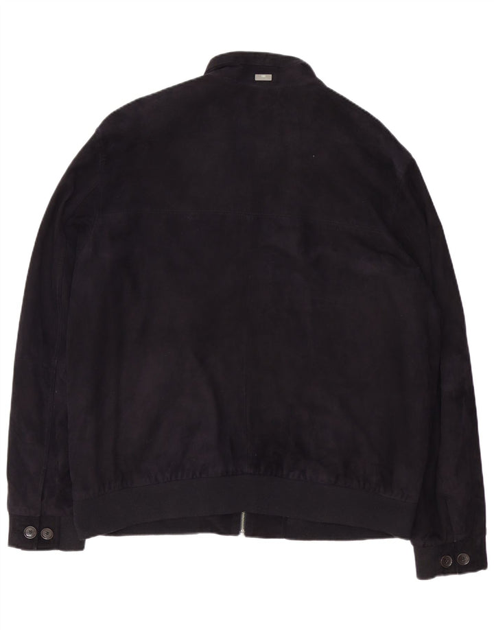 Christian Berg Herren Bomber Wildlederjacke UK 46 3XL Marineblaues Leder