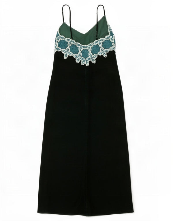 Zara Damen Ärmelloses Velours-Maxikleid UK 14 Großes grünes Blumenmuster aus Polyester