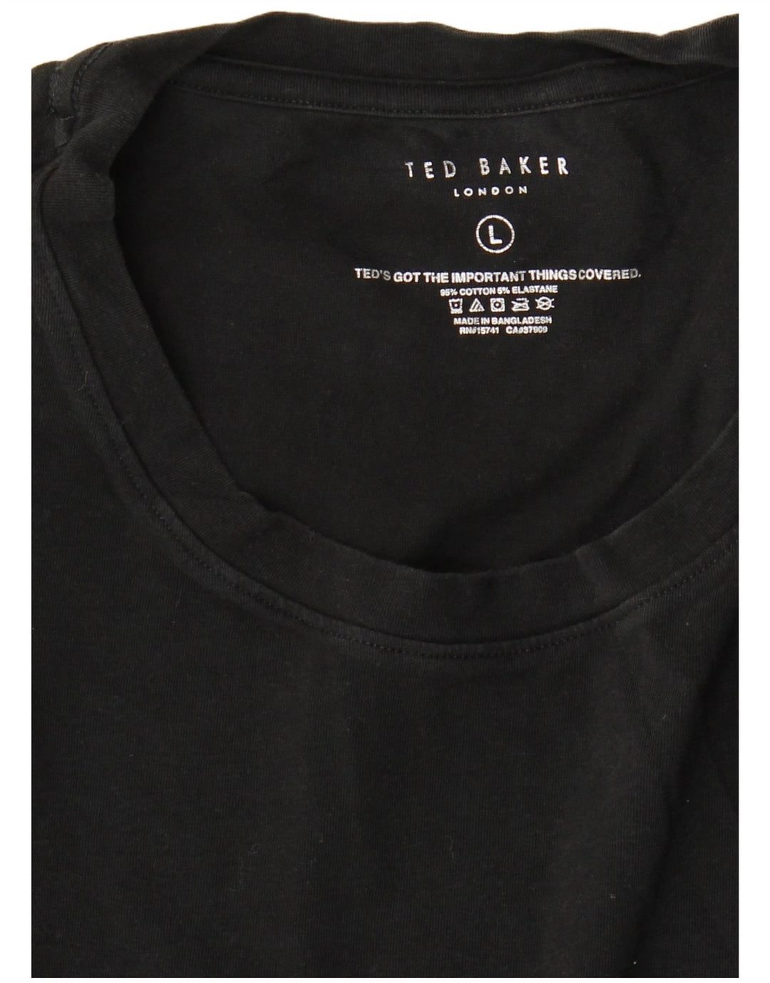 Ted Baker Herren T-Shirt Top Large Schwarz Baumwolle