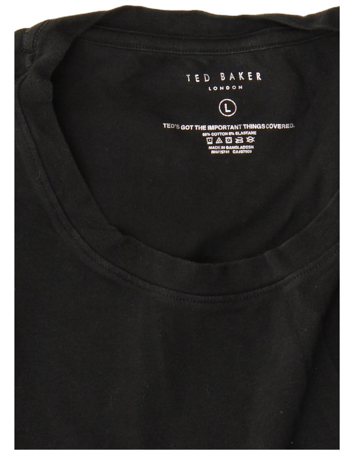 Ted Baker Herren T-Shirt Top Large Schwarz Baumwolle