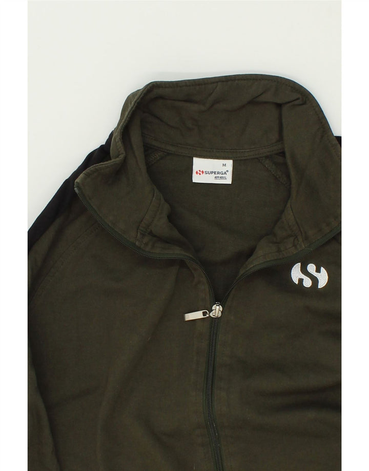SUPERGA Mens Tracksuit Top Jacket Medium Khaki Colourblock Cotton Vintage Superga and Second-Hand Superga from Messina Hembry 