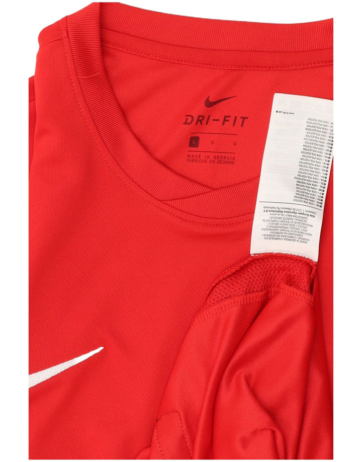 NIKE Herren Dri Fit Grafik-T-Shirt-Oberteil, großes rotes Polyester