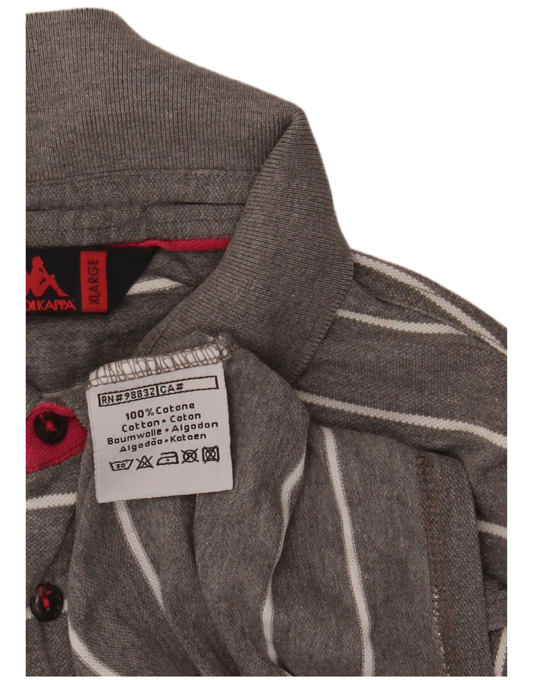 KAPPA Mens Polo Shirt XL Grey Striped Cotton