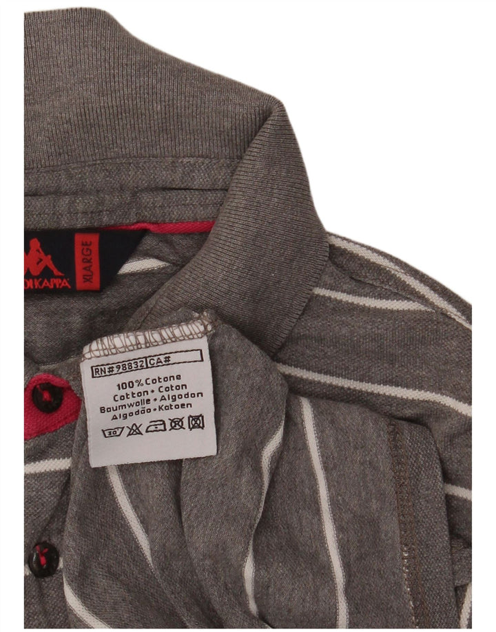KAPPA Mens Polo Shirt XL Grey Striped Cotton