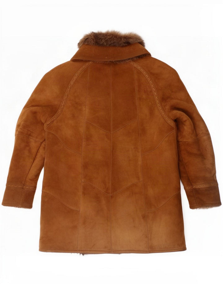Vintage Damen Lammfellmantel UK 16 Large Brown