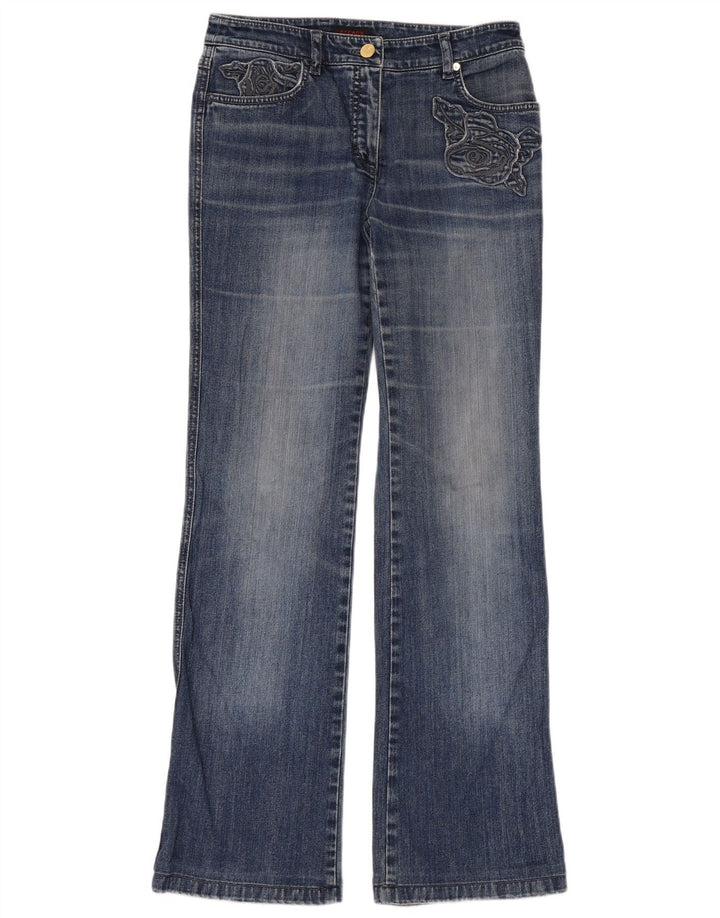 Escada Damen Bootcut Jeans EU 34 XS W28 L32 Blau
