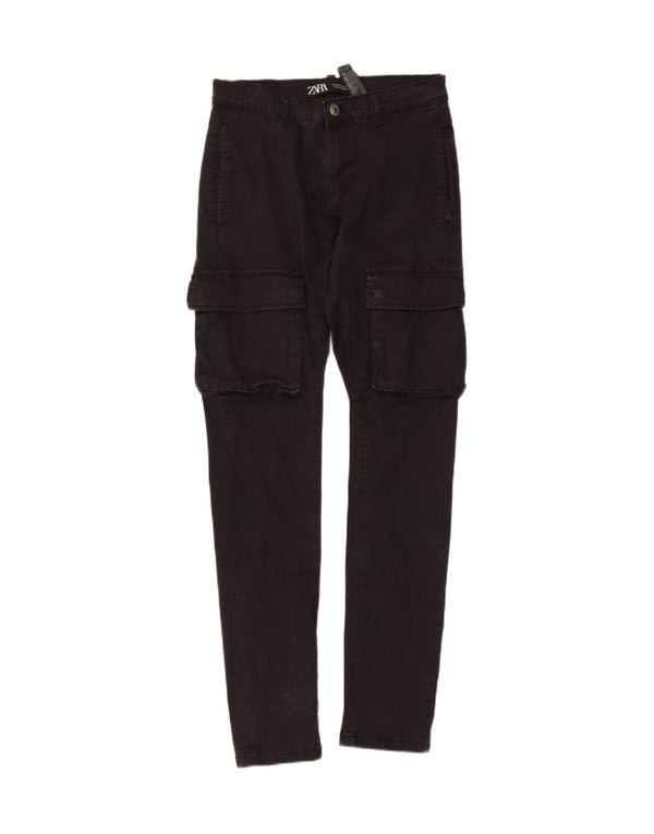 Zara Slim Cargo-Hose für Herren, EU 36, XS, B29, L31, schwarze Baumwolle