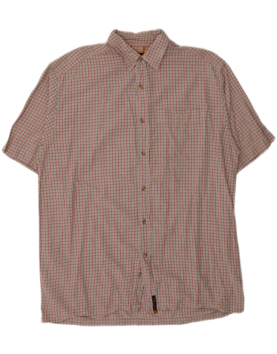 JEEP Mens Short Sleeve Shirt Large Red Check Cotton