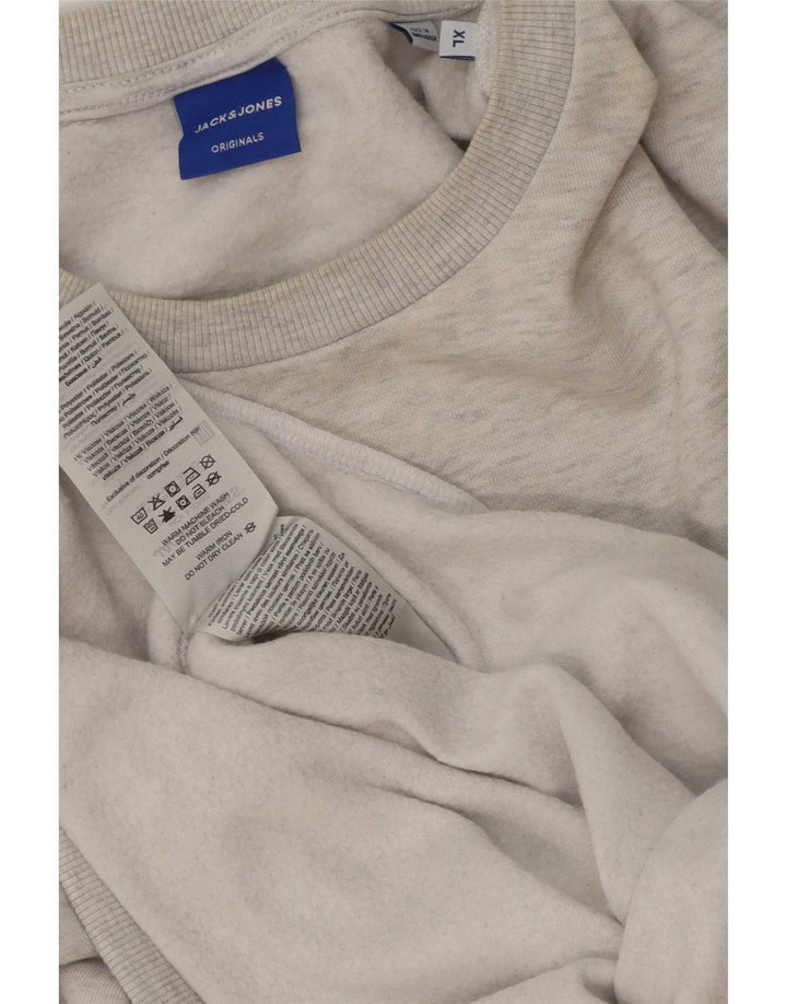 Jack & Jones Herren-Sweatshirt mit Grafik, XL, grau meliert, Baumwolle