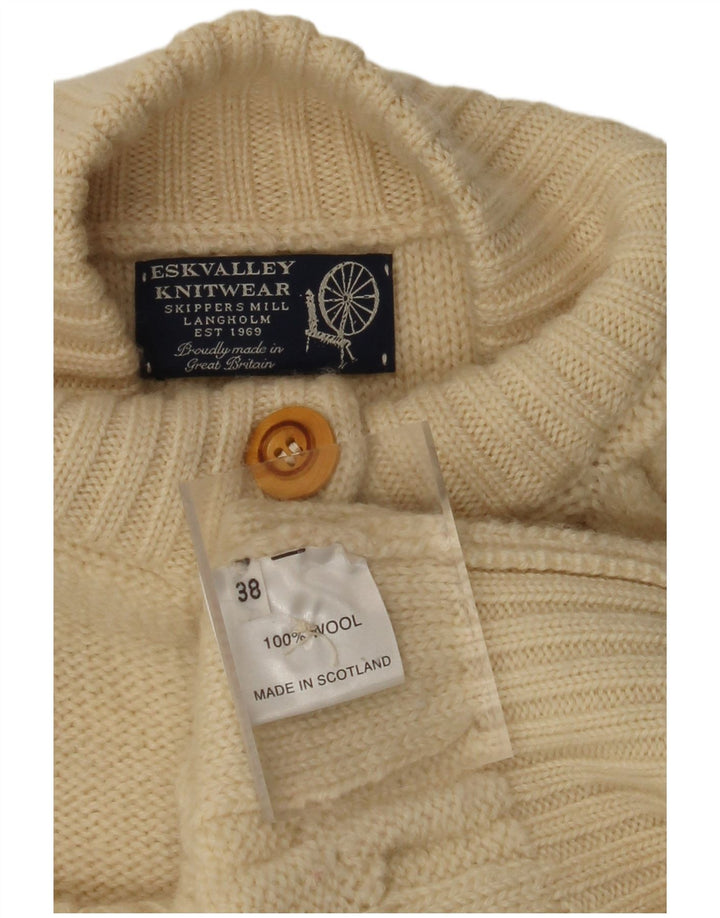 VINTAGE Damen Strickjacke Pullover EU 38 Mittelweiße Wolle