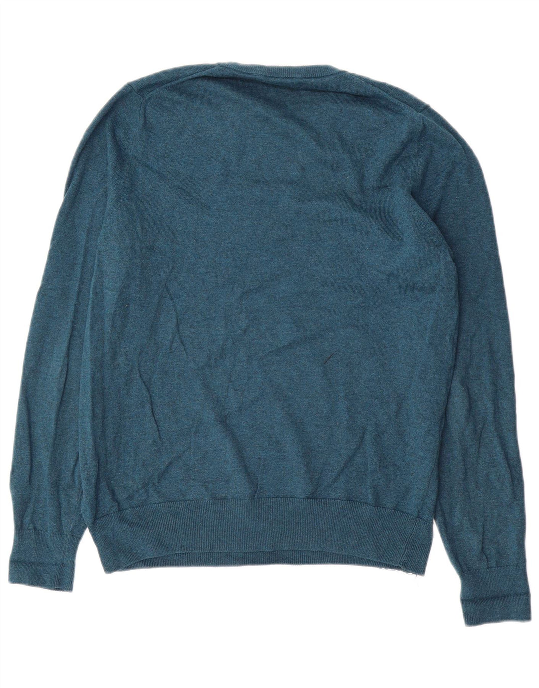 Marks & Spencer Herren-Pullover mit Rundhalsausschnitt, mittelblaue Baumwolle