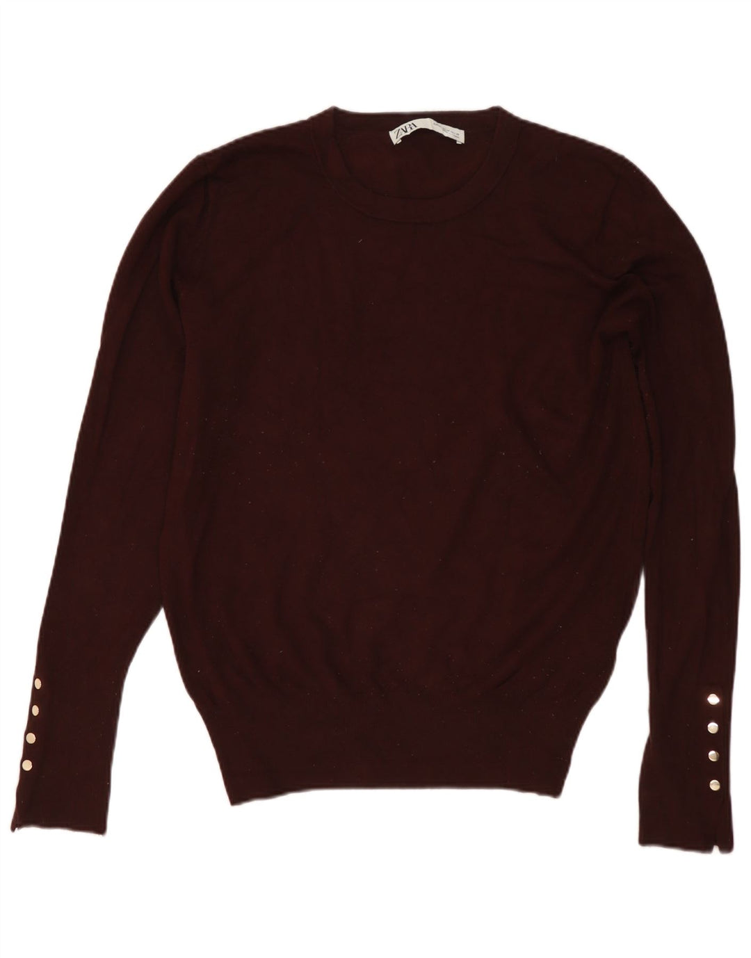 Zara Damen-Pullover mit Rundhalsausschnitt, UK 12, mittelbraune Viskose