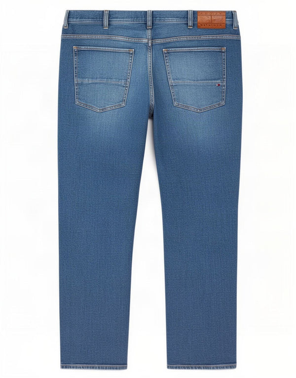 Tommy Hilfiger Herren Mercer Regular Fit Straight Jeans W42 L32 Blaue Baumwolle
