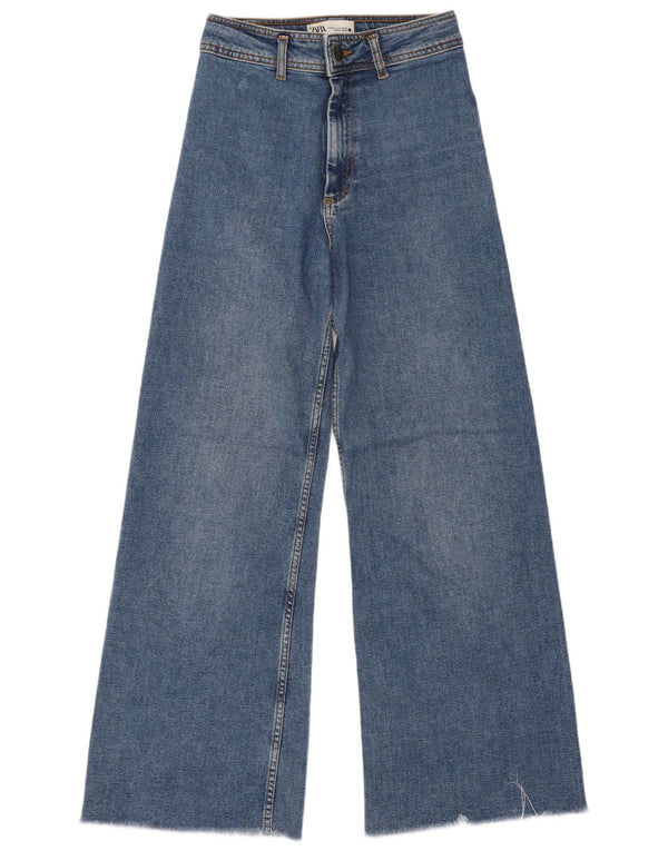 Zara Damen The Marine High Waist Straight Jeans EU 36 XS W26 L29 Blau