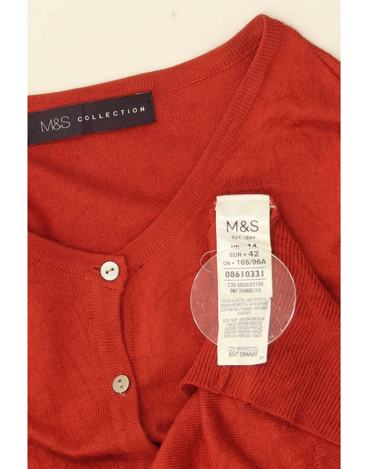 Marks & Spencer Damen Strickjacke Pullover UK 14 Mittelorange Viskose