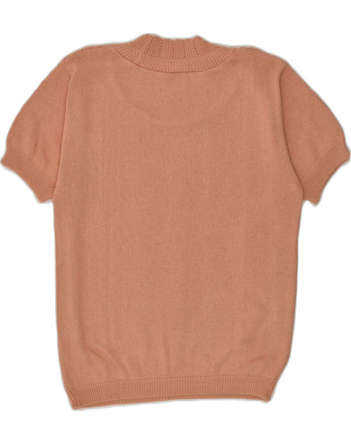 VINTAGE Womens Short Sleeve Crew Neck Jumper Sweater UK 12 Medium Brown | Vintage Vintage | Thrift | Second-Hand Vintage | Used Clothing | Messina Hembry 